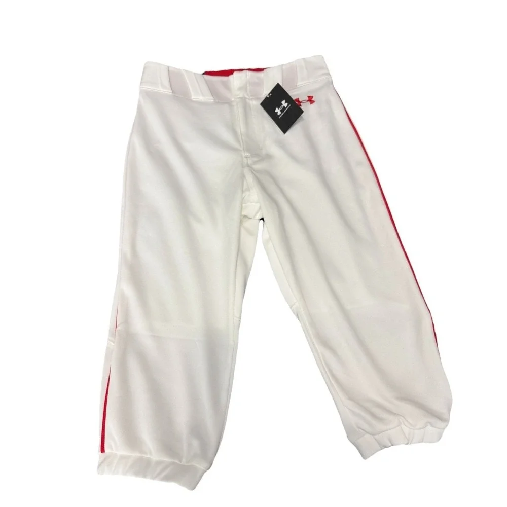 Under‎ Armour Baseball Pants Mens S Small White Red Gameday Vanish Piped Knicker